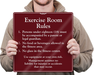 Fitness Room Signs & Gym Signs | Health Club Signs from ...