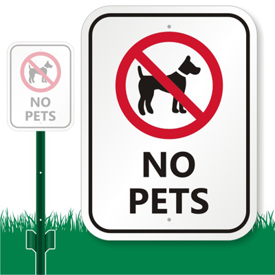 Safety Labels - Pets Sign, Dog Sign, No Pets Sign, SKU: K-7345
