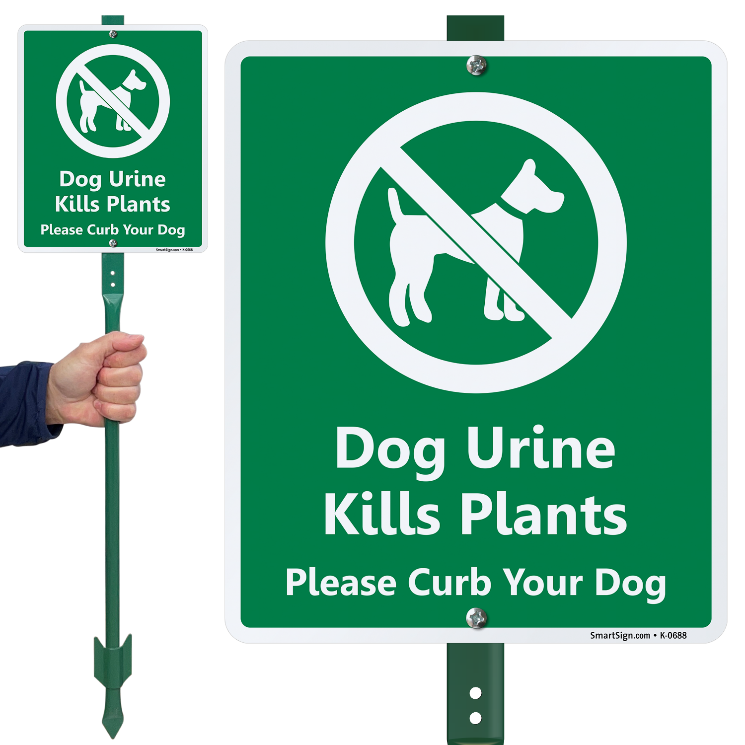 Dog Urine Kills Plant, Curb Your Dog LawnBoss Sign, SKU K0688