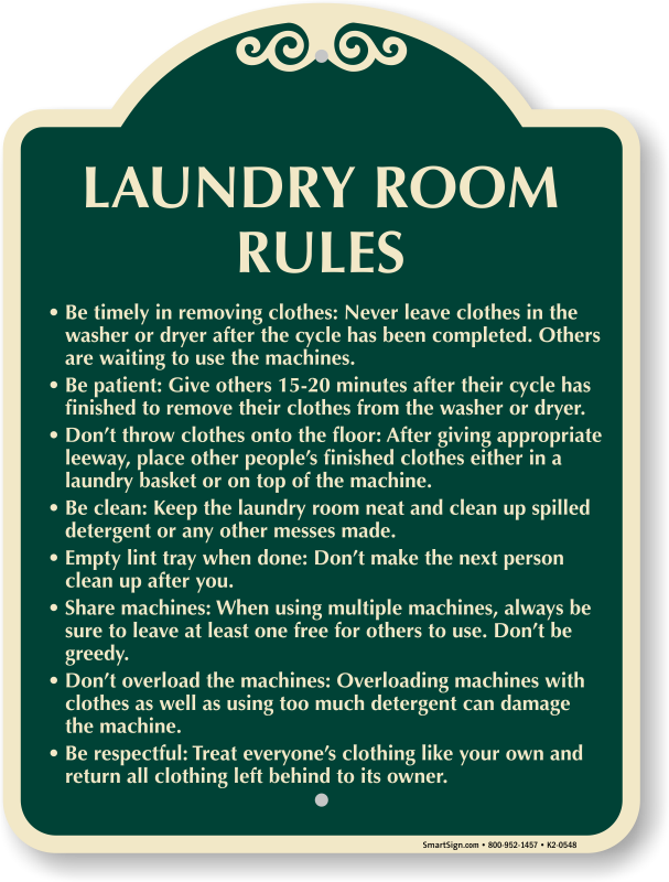 Laundry Room Rules Signature Sign SKU: K2 0548