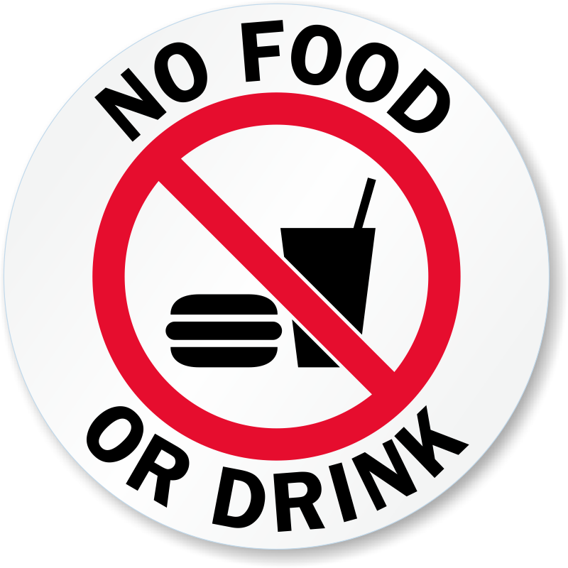 No Food Or Drink Glass Door Decal Signs Sku Lb 2898