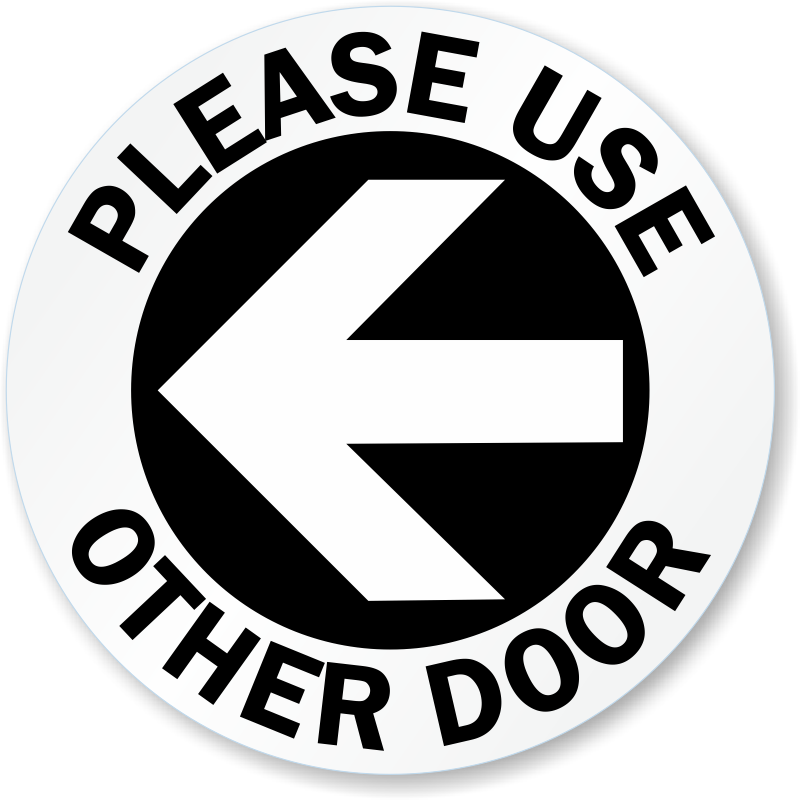 Please Use Other Door Left Arrow Decal Signs, SKU LB2901L