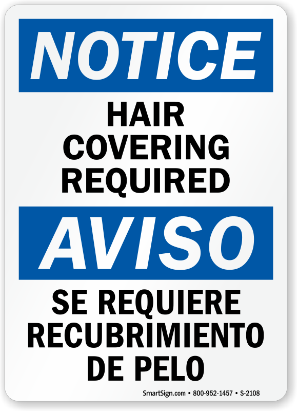 Hair Covering Required Signs with Proven Pictos