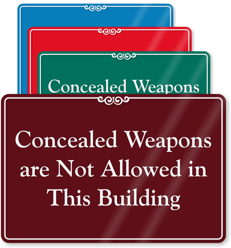 Printable No Concealed Weapons Allowed Sign 0104