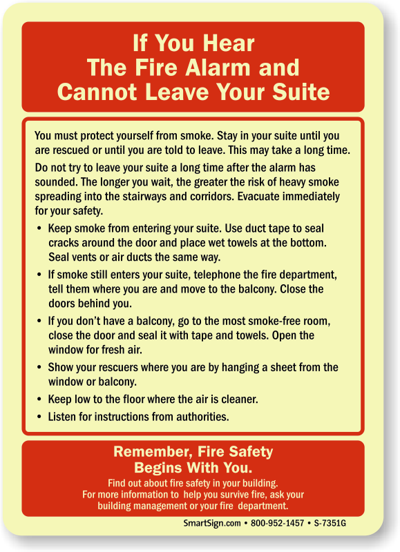 Fire Instruction Signs What To Do In Case of Fire