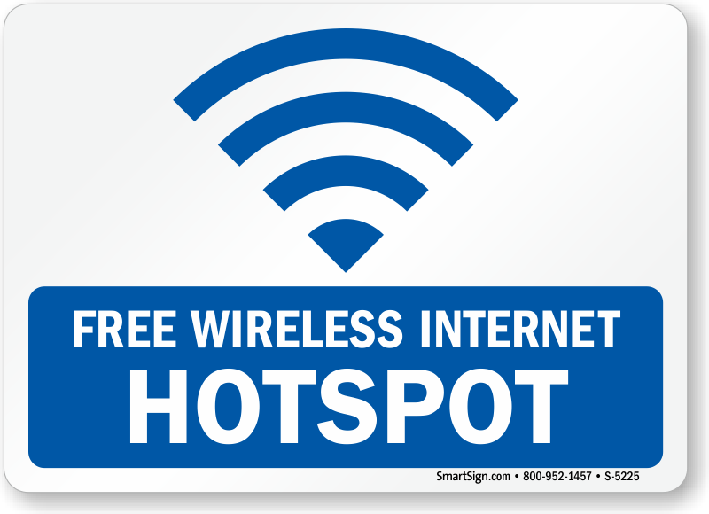 WiFi Signs Free Wireless Internet Hotspot (horizontal), SKU: S-5225