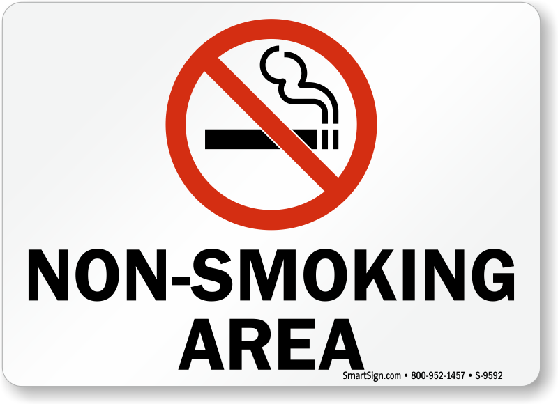 No Smoking Labels - Non-Smoking Area, SKU: S-9592