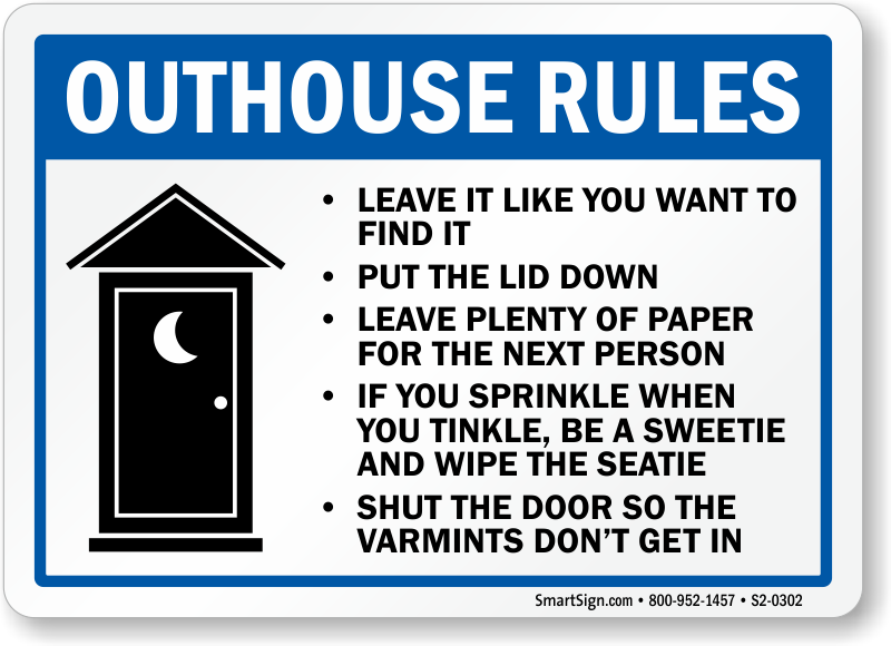 Rules Outhouse Put Down Lid Toilet Signs Seat Bathroom Funny S2 Please Re.....
