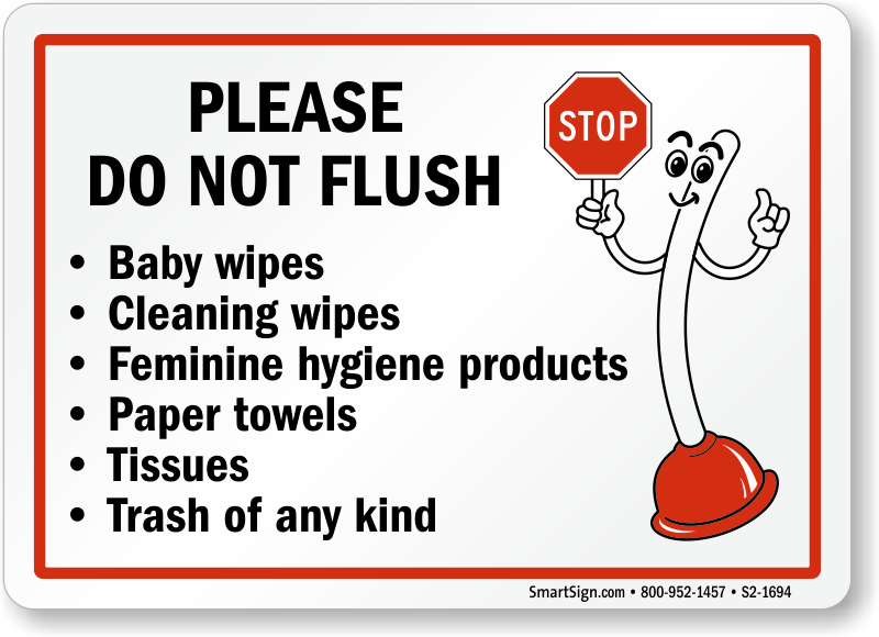 Free Printable Signs Do Not Throw Or Flush Items In Toilets just b.CAUSE