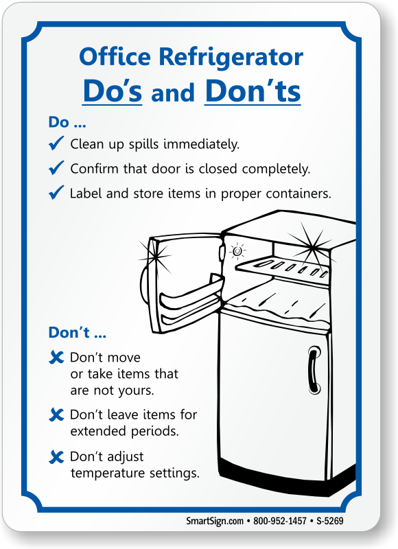 Refrigerator Cleanup, Fridge Cleaning Sign, SKU S5269