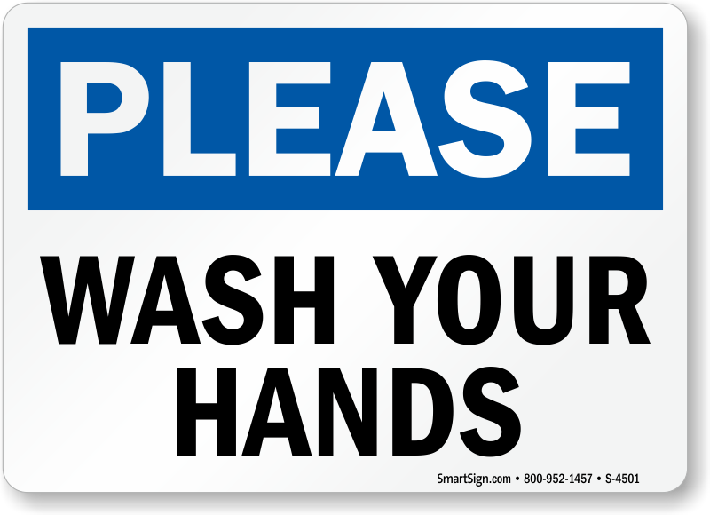 Please Wash Your Hands Hygiene Sign, SKU S4501