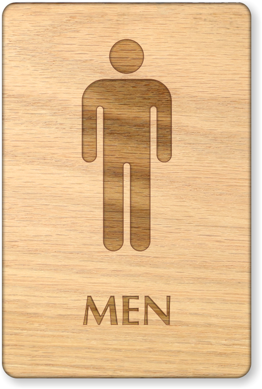 Wooden bathroom signs