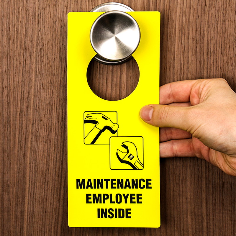 maintenance-employee-inside-door-hanger-quick-delivery-signs-sku-tg