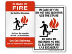 Bilingual In Case of Fire Signs