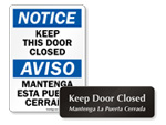 Bilingual Keep Door Closed Signs