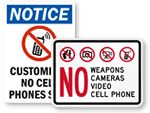 Custom No Cell Phone Signs