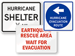 Earthquake Shelter Signs
