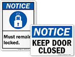 Keep Lock Doors Signs