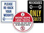 Fitness Room & Gym Signs
