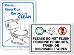 No Waste In Toilet Signs