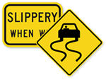 Slippery Road Signs