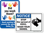 Swine Flu Hand Washing Signs