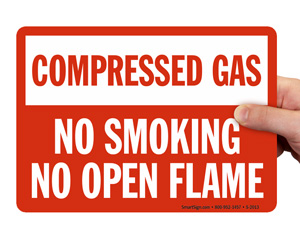 Compressed Gas No Smoking No Open Flame Sign