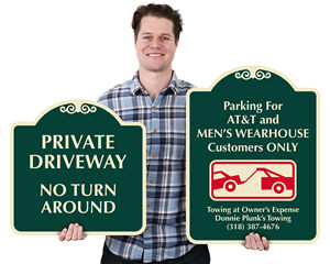 Decorative private driveway signs