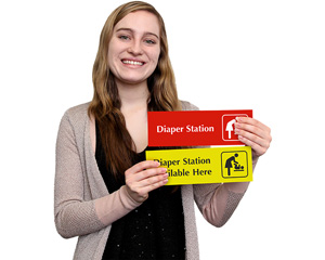 Diaper Station Bathroom Signs