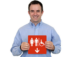 Directional Accessible Restroom Sign