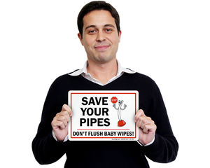 Save Pipes Do Not Flush Signs