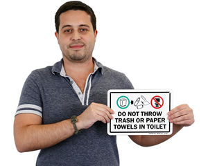 Do Not Throw Trash Or Paper Towels In Toilet
