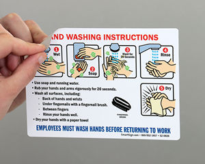 Employee Hand Washing Instructions Steps Sign with Graphics