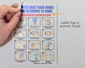 Employees Wash Hands Instruction Steps Mirror Decal