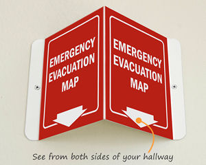 Evacuation map location sign