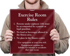 Exercise Room Rules Sign