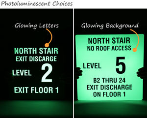 Glow in the dark stair exit signs