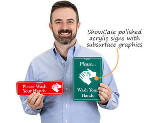 Wash your hands showcase signs