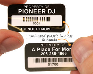 Laminated plastic barcode labels