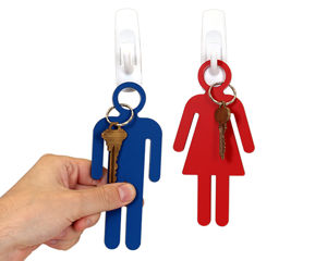 Mens and womens room key tags