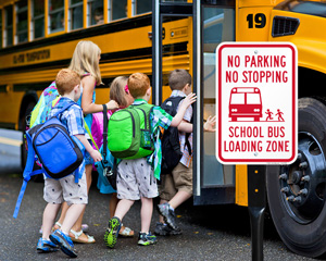 No Parking School Bus Loading Zone Sign