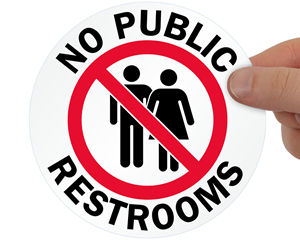 No Public Restrooms with Graphic Sticker