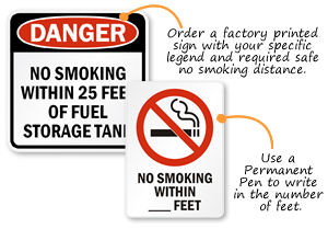 Custom No Smoking Within _ Feet Signs