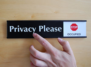 Privacy Protection slider door signs