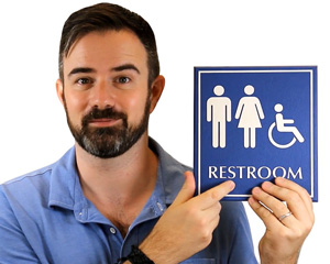 Restroom, Unisex and Handicapped LeatherTex Bathroom Sign