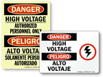 Bilingual High Voltage Signs