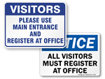 Visitors Must Register Signs