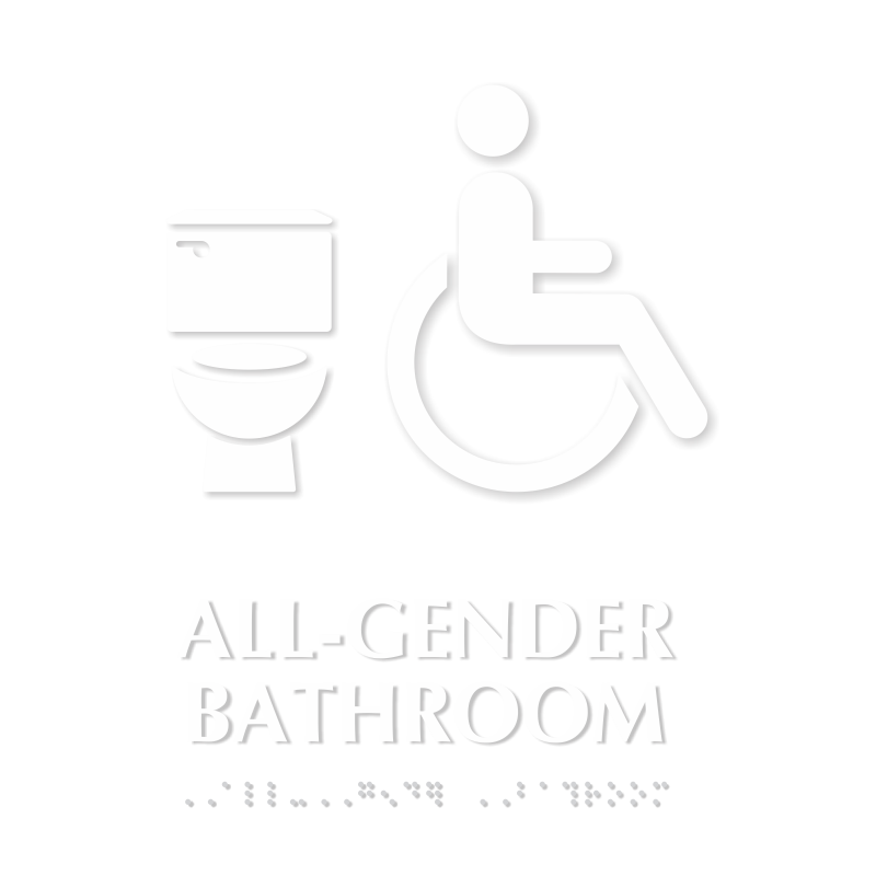 All-Gender Bathroom Braille Sign with Toilet Seat Symbol