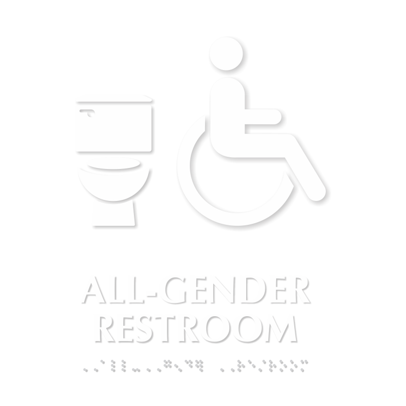 All-Gender ISA Restroom Braille, Toilet Symbol Sign