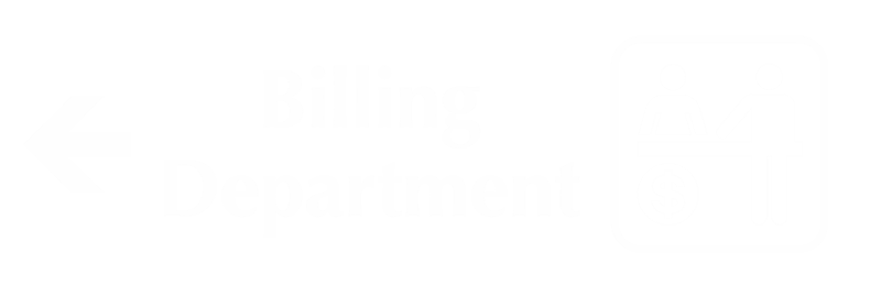 Billing Department Engraved Sign with Left Arrow Symbol